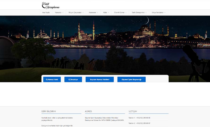 Vakit Hesaplama Birimimiz Sadece Ülkemize Değil Tüm Dünyaya Hizmet Sunuyor