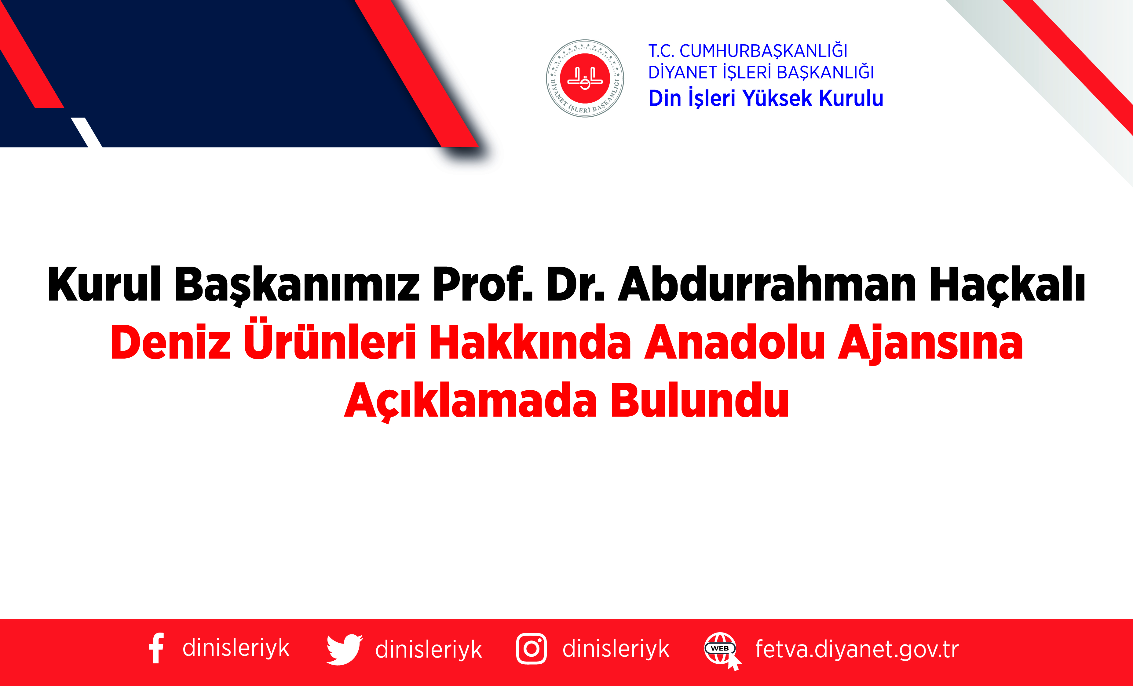 Kurul Başkanımız Prof. Dr. Abdurrahman Haçkalı Deniz Ürünleri Hakkında Anadolu Ajansına Açıklamada Bulundu